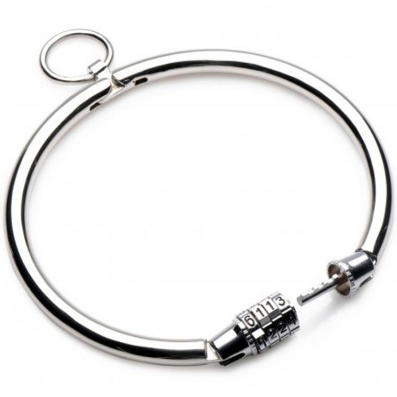 Collier BDSM METAL HARD en métal avec fermoir à combinaison