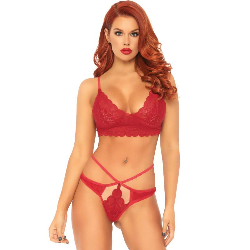 Leg Avenue Ensemble 2 Pièces, Bralette En Dentelle Et String