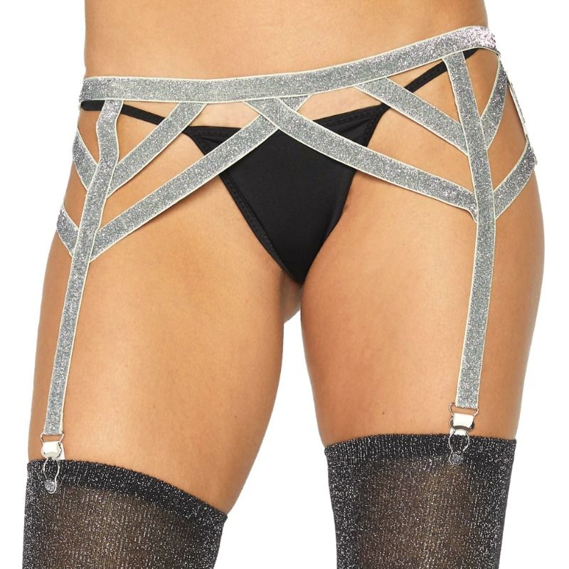 Ceinture à jarretelles Leg Avenue en Lurex argenté