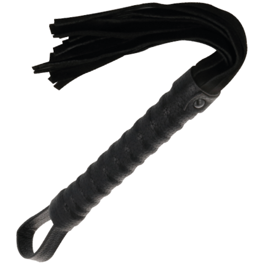 Flogger de bondage noir DARKNESS Sensations avec poignée en cuir