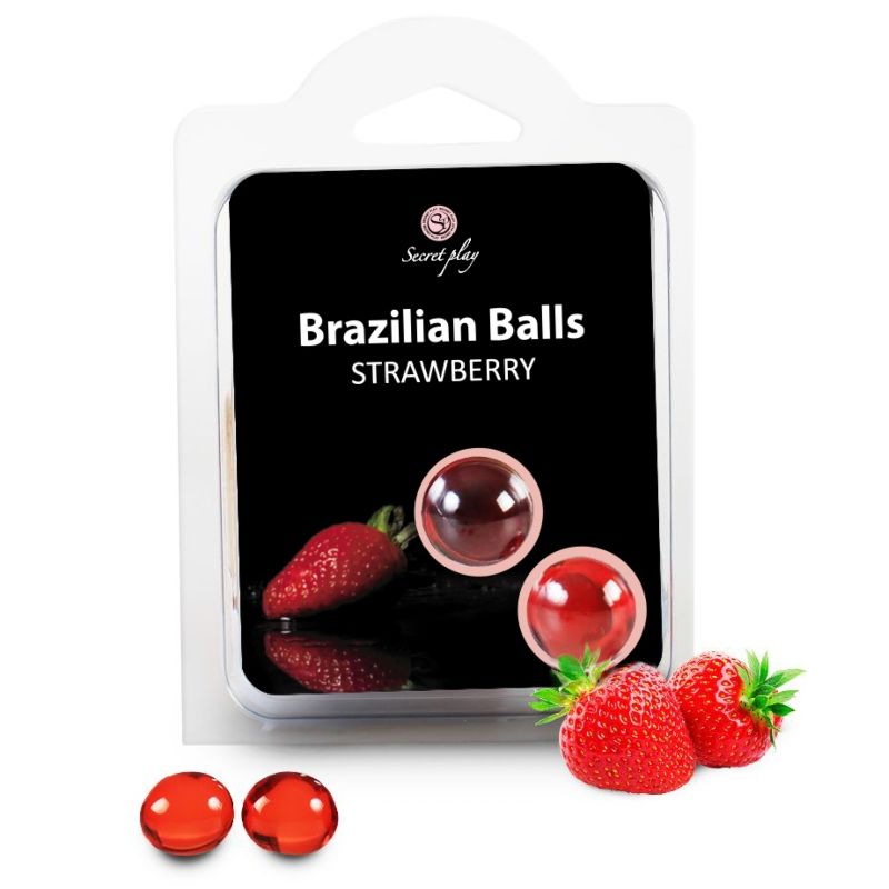 Boules d’huile de massage SECRETPLAY à l’arôme fraise, 2 pièces