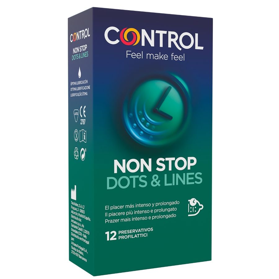 Préservatifs CONTROL Nonstop nervurés et à picots, 12 pièces