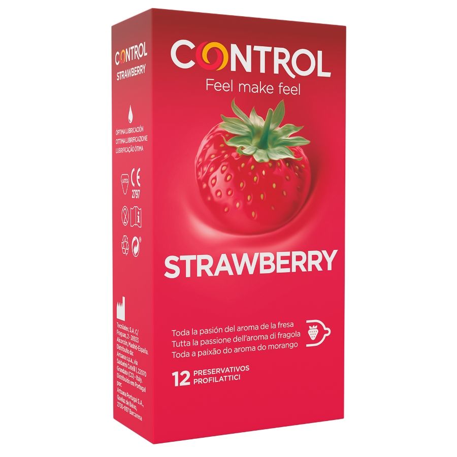 Préservatifs CONTROL Adapta à la fraise, 12 pièces
