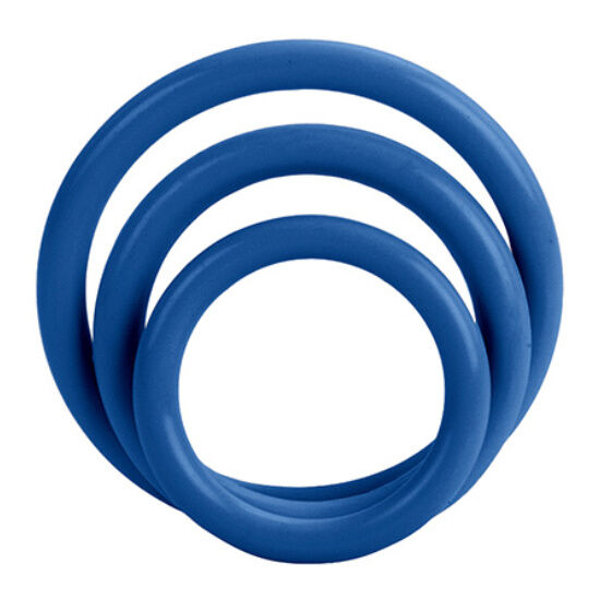 CalExotics Tri Rings Blue : trois anneaux péniens flexibles