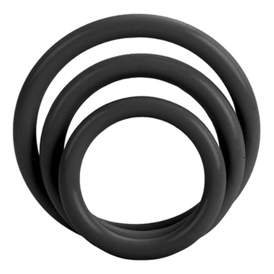CalExotics Tri Rings Black : set de trois anneaux péniens en silicone