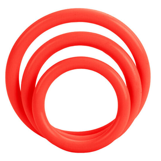 CalExotics Tri Rings Set Red, lot de trois anneaux péniens flexibles