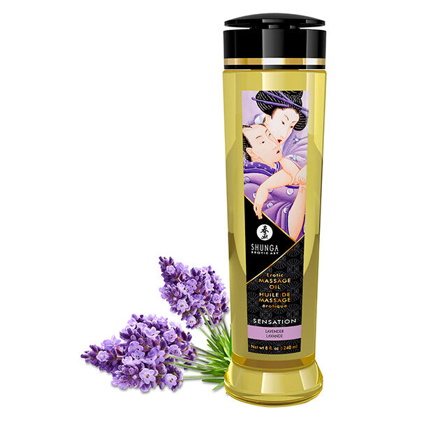 Huile de massage Shunga Sensation à la lavande, 240 ml