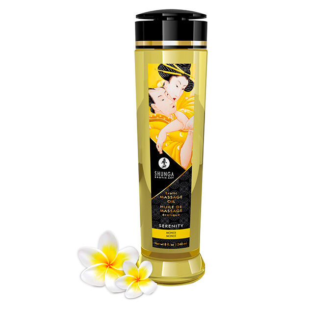 Huile de massage Shunga Serenity à l’arôme de monoï, 240 ml