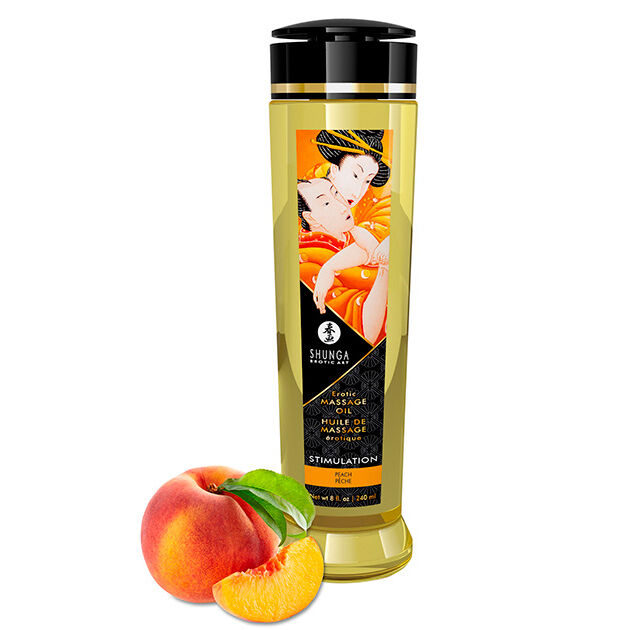 Huile de massage Shunga parfum pêche, 240 ml