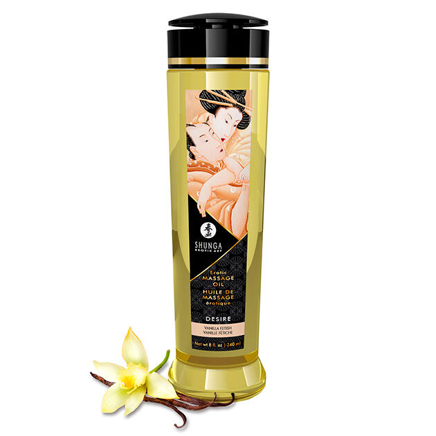 Huile de massage Shunga Desire à la vanille fétiche, 240 ml