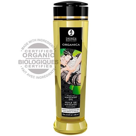 Huile de massage bio naturelle Shunga, 240 ml