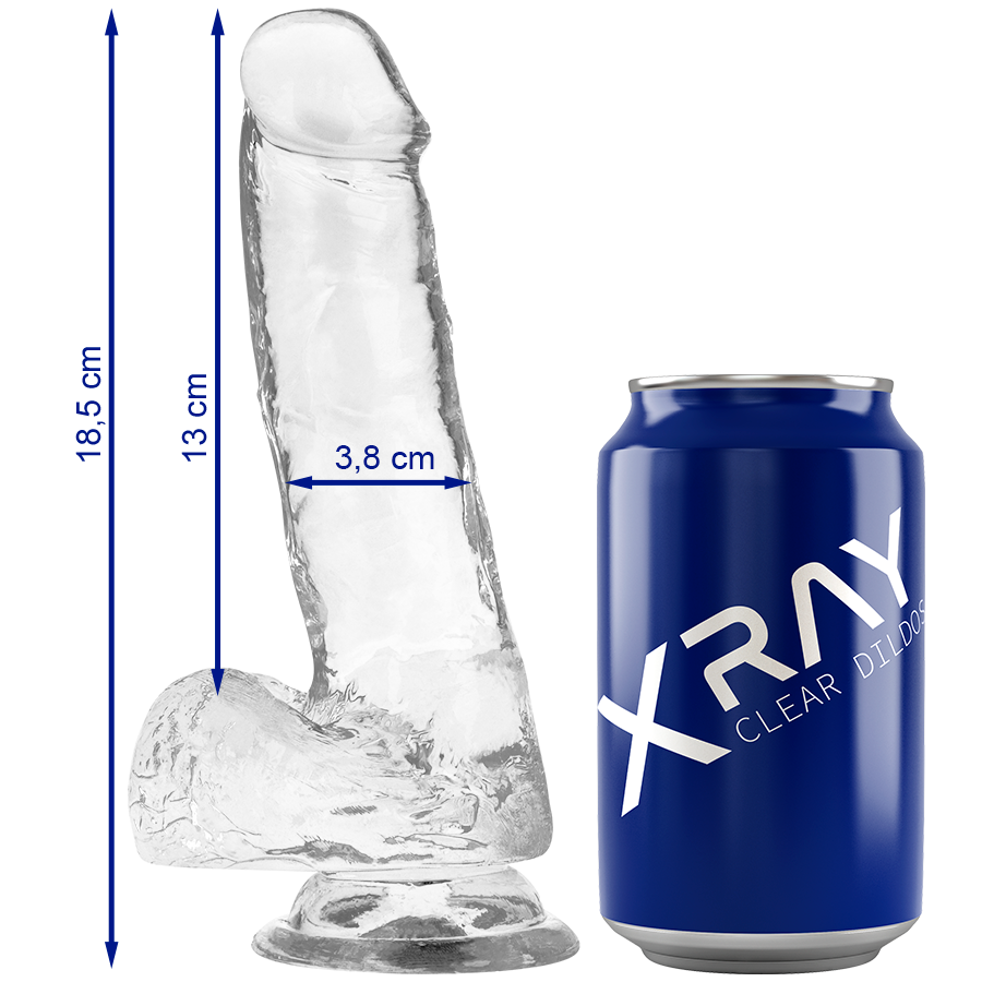 X RAY Clear, gode réaliste avec ventouse, 18,5 cm