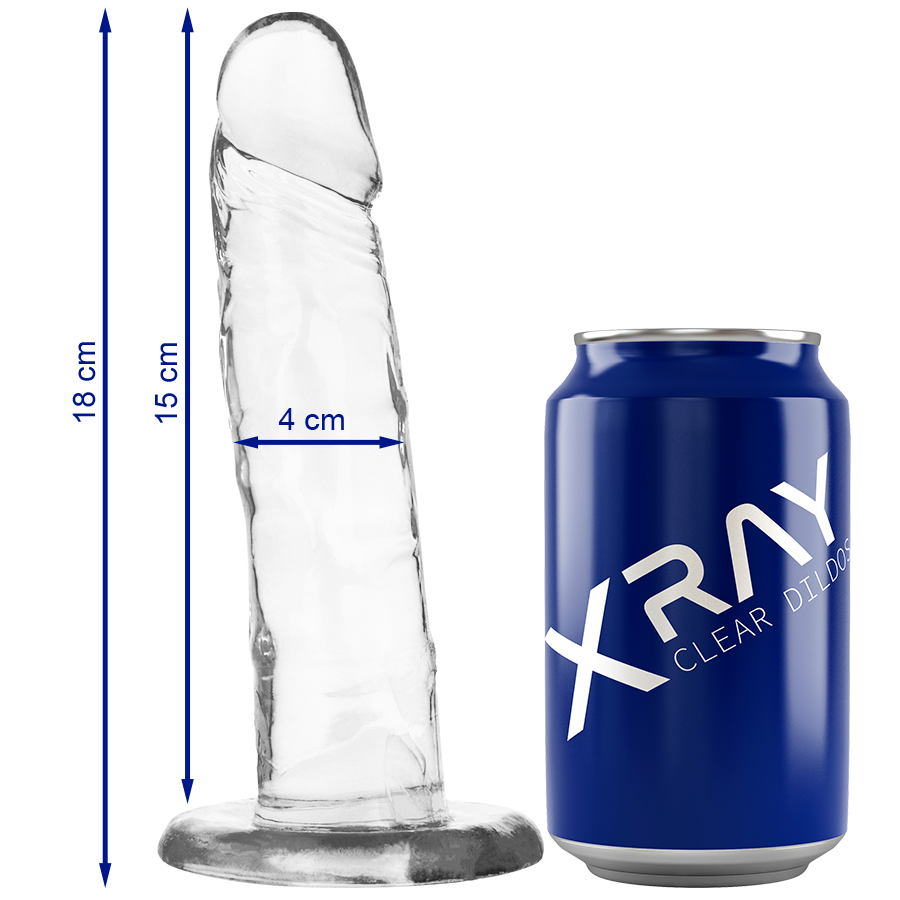 X RAY Clear, godemiché réaliste transparent, 18 cm