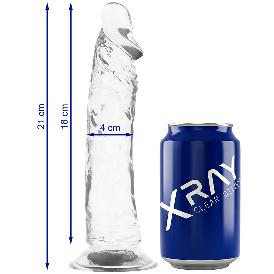 Gode réaliste transparent de 21 cm avec ventouse pour une stimulation naturelle X RAY