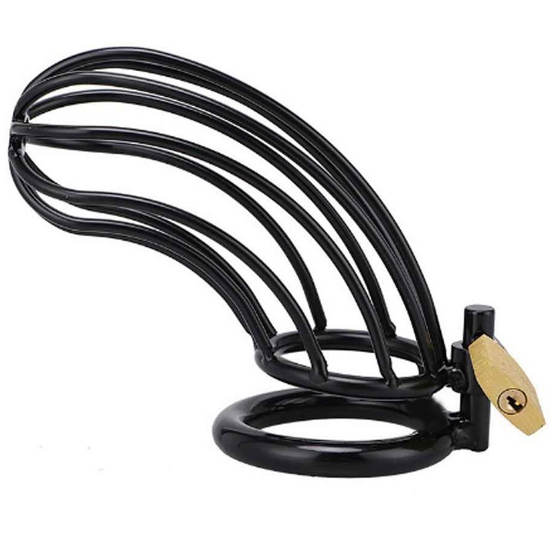 METAL HARD Black Bird cage de chasteté en acier inoxydable