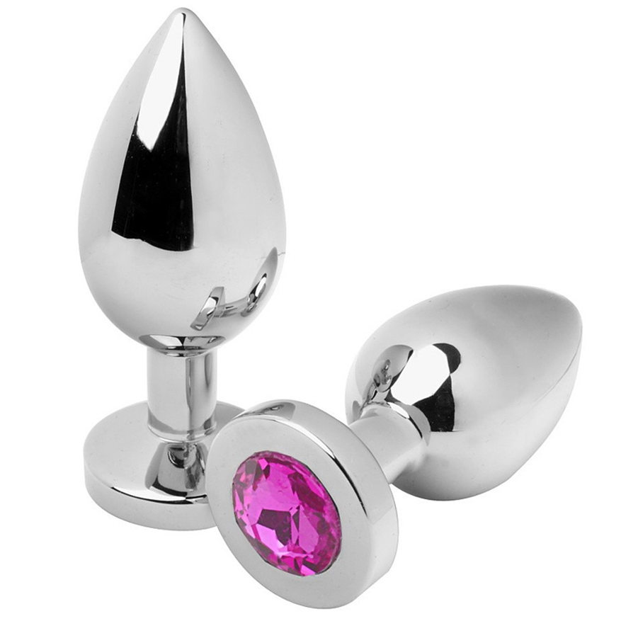 METAL HARD Diamond plug anal en acier avec cristal rose