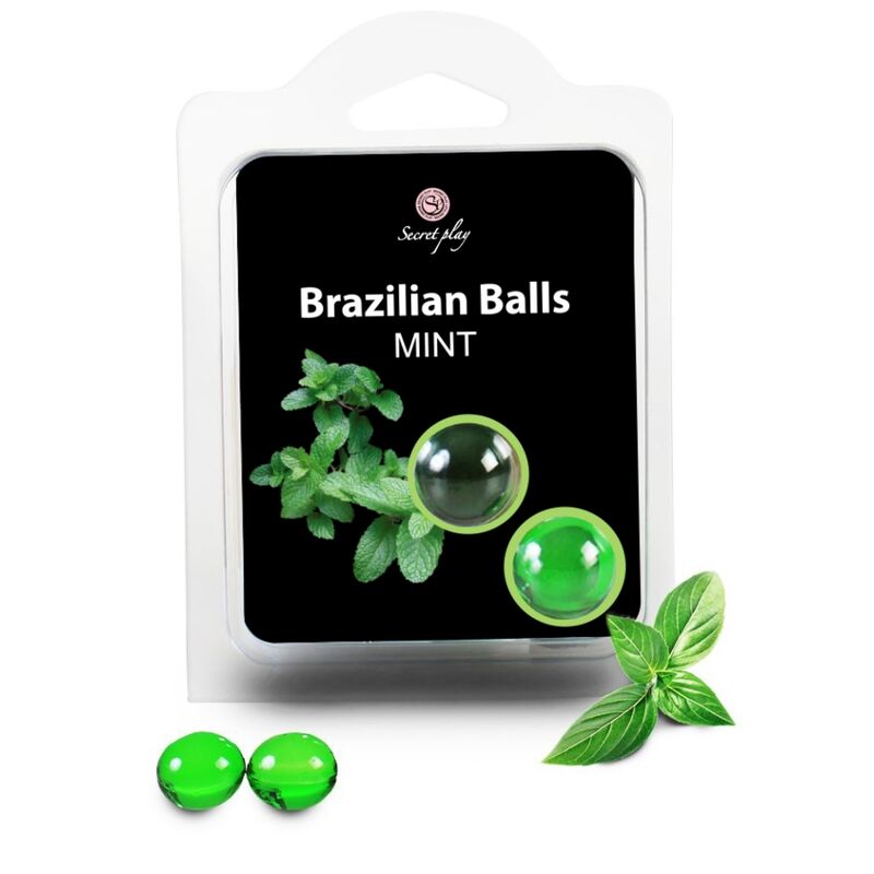 Secretplay Brazilian Balls, huile de massage à la menthe, lot de 2