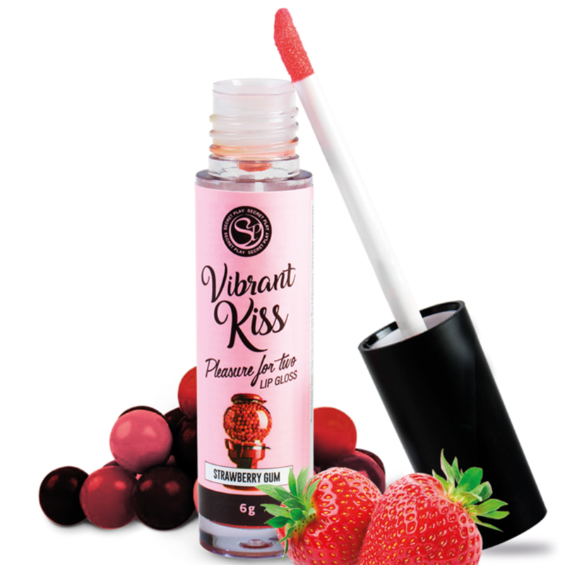 Gloss comestible Secretplay Vibrant Kiss, goût chewing-gum à la fraise