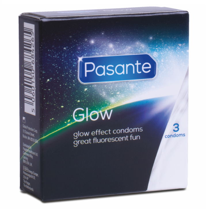 Préservatifs PASANTE Glow in the Dark, 3 pièces