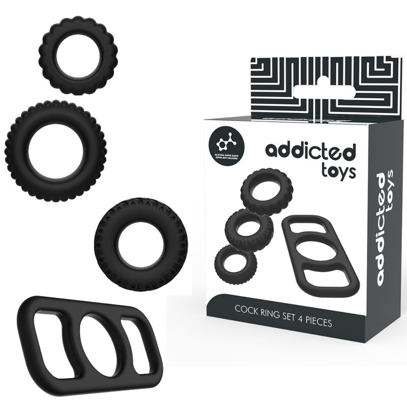 ADDICTED TOYS Lot de 4 anneaux péniens sans vibration
