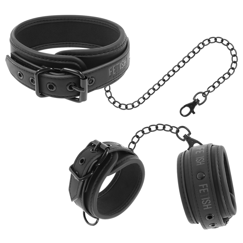 FETISH SUBMISSIVE Menottes avec accessoire de cou
