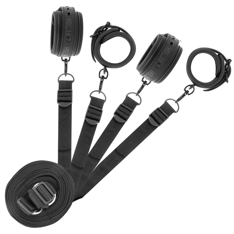 Set Fetish Submissive avec menottes pour poignets et chevilles et sangles