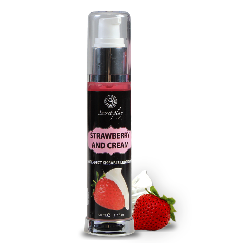 Gel lubrifiant chauffant Secretplay, parfum fraise et crème, 50 ml