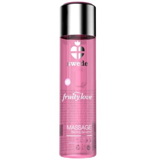 Huile de massage chauffante SWEDE Fruity Love à la fraise et au champagne, 60 ml