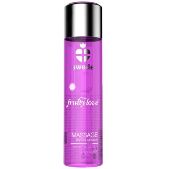 Huile de massage SWEDE Fruity Love avec effet chauffant, framboise et rhubarbe, 60 ml
