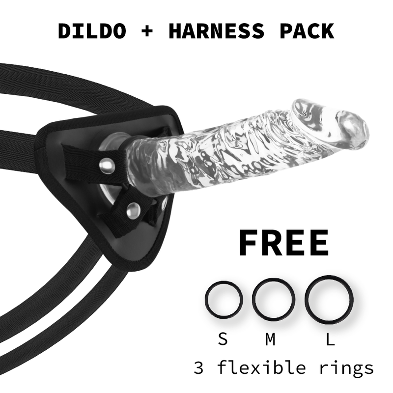 Gode ceinture transparent 21 cm réaliste avec harnais réglable X RAY