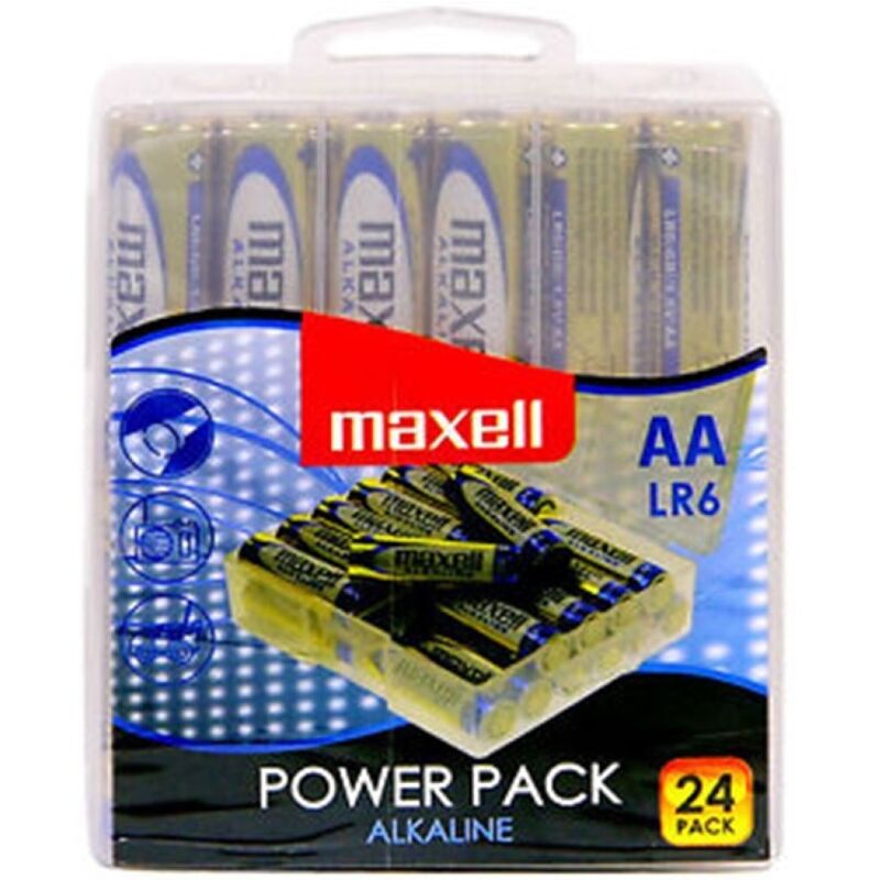 Piles alcalines AA MAXELL, lot de 24, grande capacité et longue durée de conservation