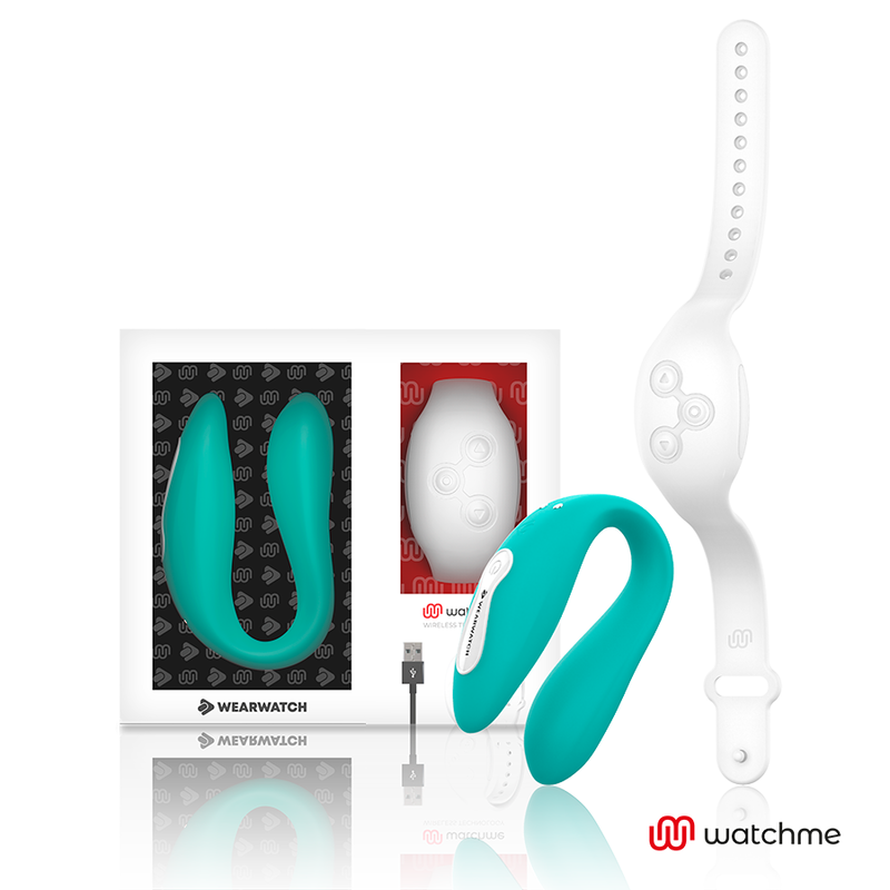 Vibromasseur WEARWATCH Dual WatchMe avec télécommande, bleu aquamarin et blanc