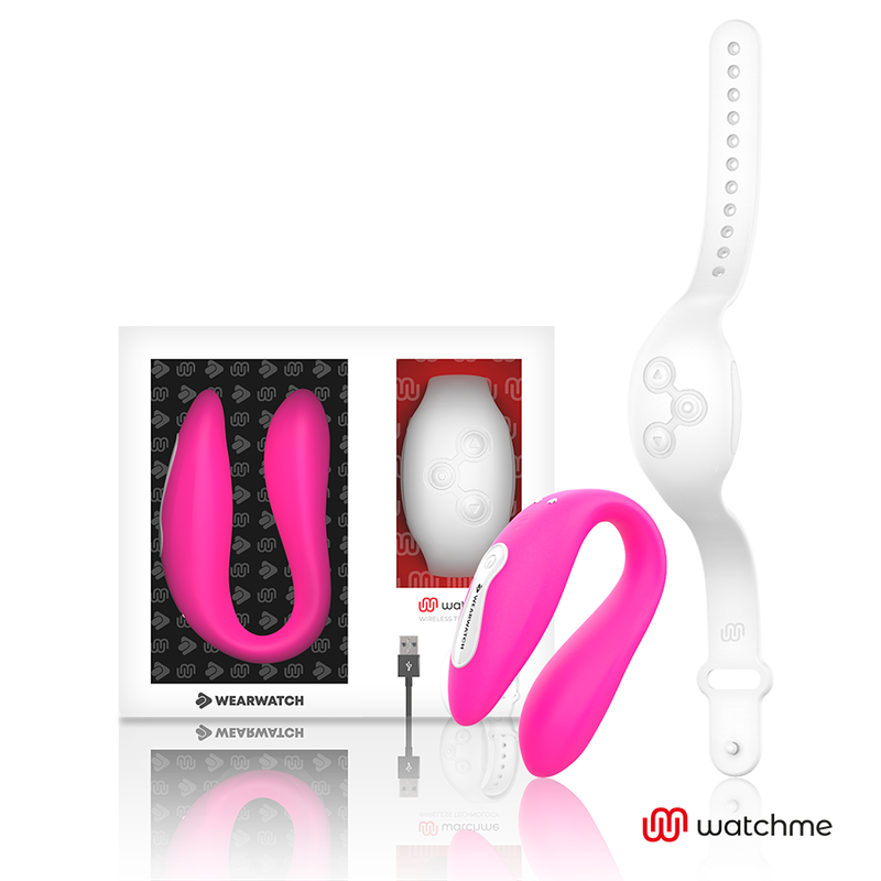 Vibromasseur WEARWATCH Watchme Dual avec télécommande, fuchsia et blanc neige